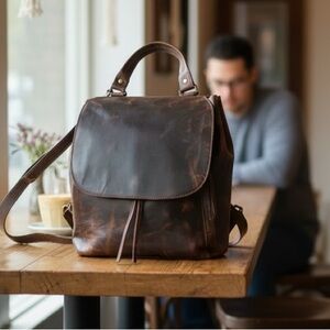 NWT Distressed leather crossbody backpack